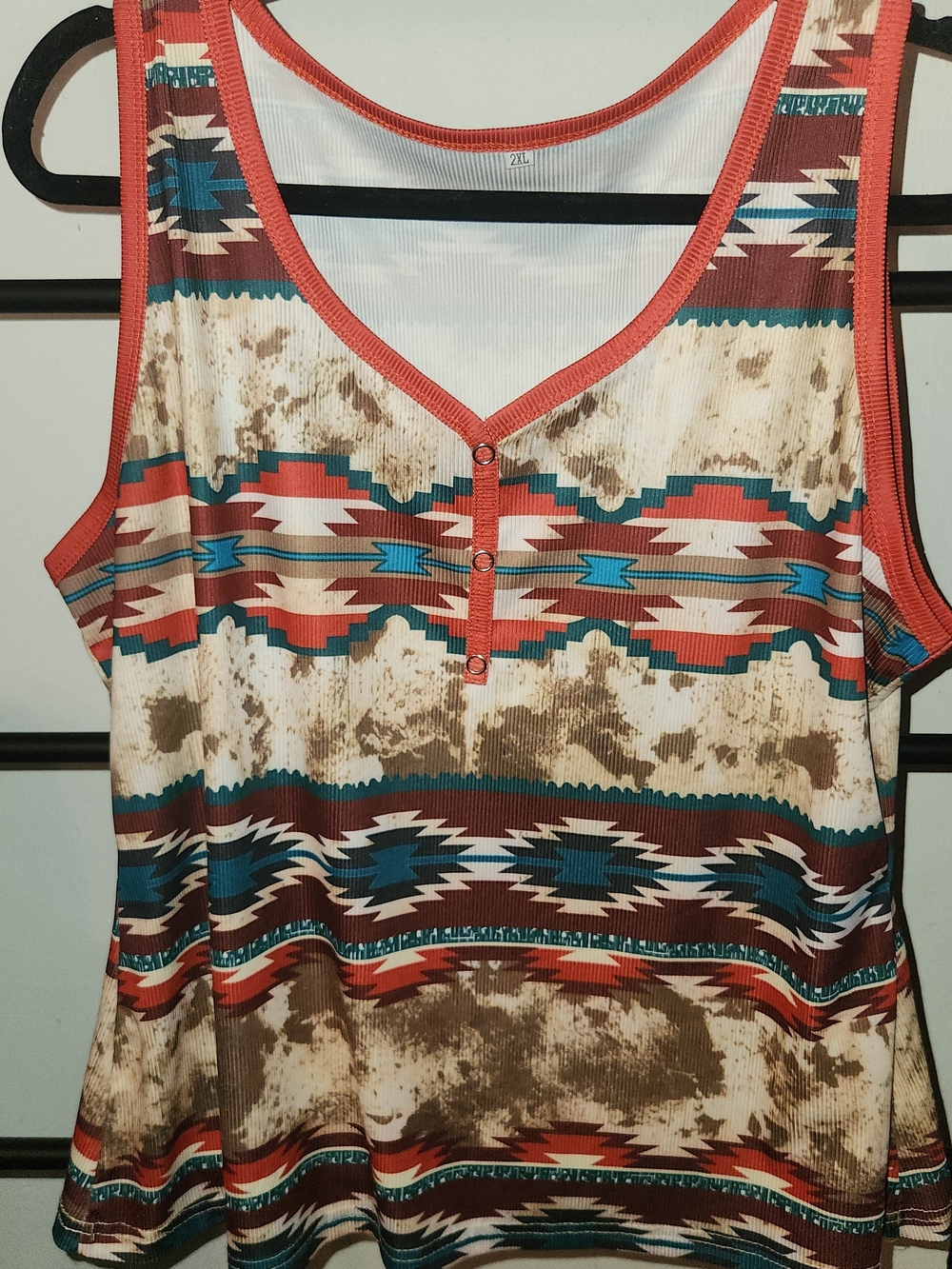 & Other Stories Aztec-Print Tank in Coral, Teal & Brown